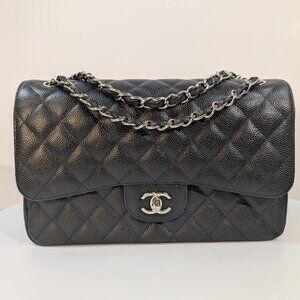 Chanel Black Caviar Classic Jumbo Double Flap Bag